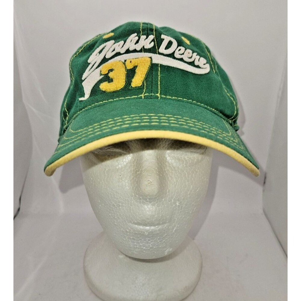 JOHN DEERE 37 ADJUSTABLE STRAPBACK BASEBALL HAT CAP GREEN YELLOW,OUTDOOR